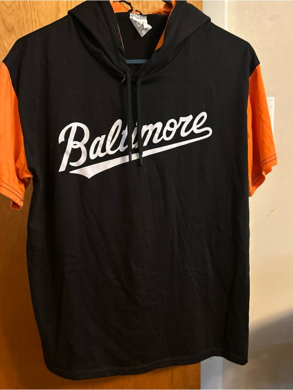 Baltimore Orioles Adley Rutschman Short Sleeve Hooded Tee - Black/Orange